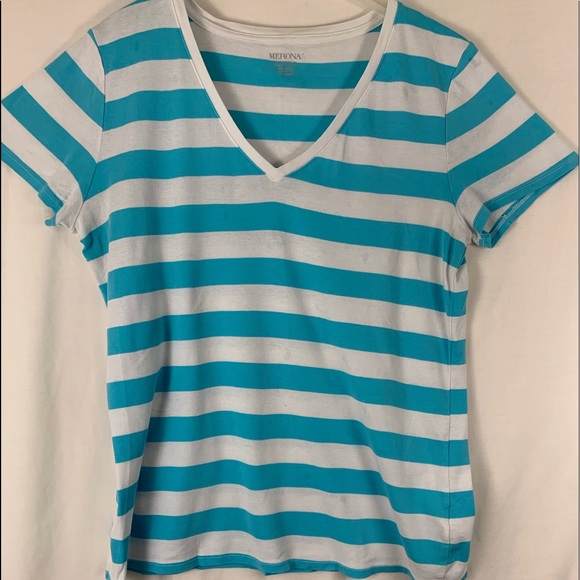 Merona Tops - Blue and white tee